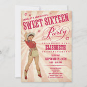 Cowgirl Sweet 16 party-uitnodigingen Kaart (Voorkant)