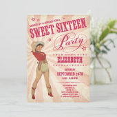 Cowgirl Sweet 16 party-uitnodigingen Kaart (Staand voorkant)
