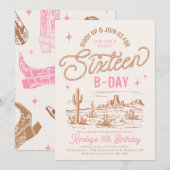 Cowgirl Sweet 16 Verjaardag Uitnodiging (Voorkant / Achterkant)