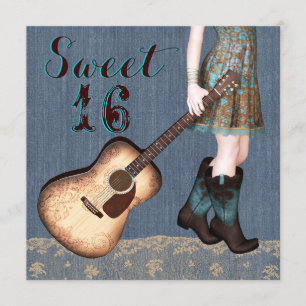 Cowgirl Sweet Sixteen Feestje Kaart