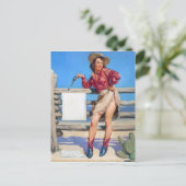 Cowgirl Target Practice Pin Up Briefkaart (Staand voorkant)