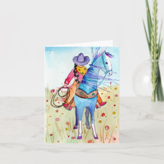 Cowgirl Te Huur Vouwbare Wenskaart Kaart
