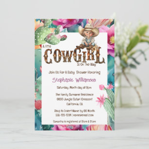Cowgirl thema baby shower cactus meisje kaart