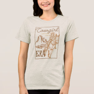 Cowgirl tijdperk westerne schetstekening Tri-Blend shirt