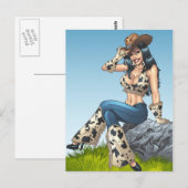 Cowgirl Tipping her Cowboy Pet Illustratie Briefkaart (Voorkant / Achterkant)