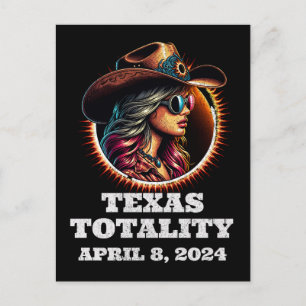 Cowgirl Totaal Zonneverduistering 4.08.2024 Texas Briefkaart