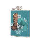 Cowgirl turquoise lederen cowboylaarzen pet heupfles (Links)