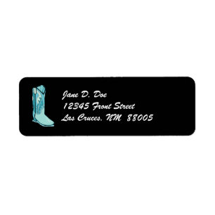 Cowgirl Turquoise Zwart Wit Boot Adresetiketten Etiket