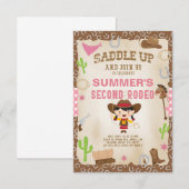 Cowgirl tweede rodeo meisje verjaardag uitnodiging (Voorkant / Achterkant)