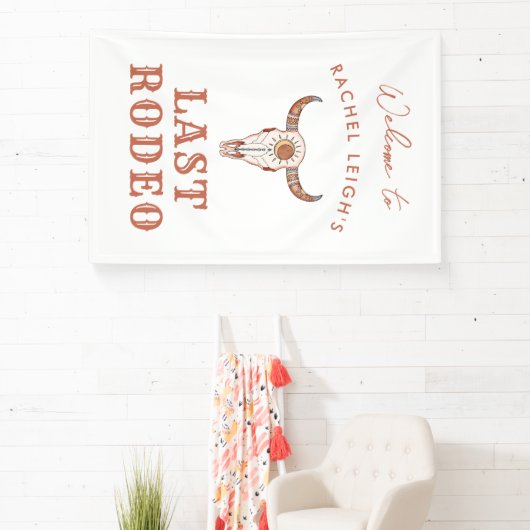 Cowgirl uit de woestijn Laatste Rodeo Welkom Spandoek (Insitu)