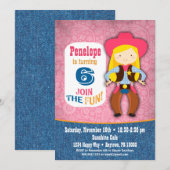 Cowgirl uitnodiging op de dag - Meisjes Roze Cowgi (Voorkant / Achterkant)