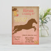 Cowgirl uitnodiging, paardenmeisje. kaart (Staand voorkant)