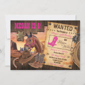 Cowgirl uitnodiging voor Wild West-feest (Voorkant)