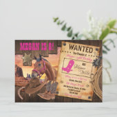 Cowgirl uitnodiging voor Wilde Westen-feestje (Staand voorkant)