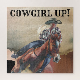 Cowgirl Up Horseback Riding Western Hard Legpuzzel