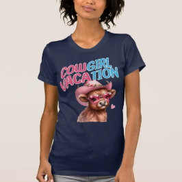 Cowgirl Vakantie Schattige Highland Koe Roze Zonne T-shirt