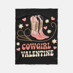 Cowgirl Valentijn Roze Laarzen Y2k Country Meisjes Fleece Deken