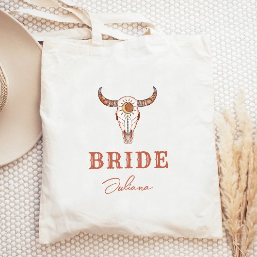 Cowgirl van de woestijn laatste rodeo bruid tote bag