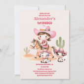 Cowgirl Verjaardag 1e Rodeo Kaart (Voorkant)