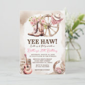 Cowgirl Verjaardag 21st, 30th, 40th, Rustiek Weste Kaart (Staand voorkant)