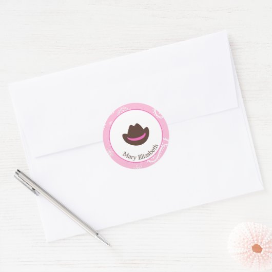 Cowgirl Verjaardag Stickers (Envelop)