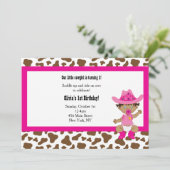 Cowgirl Verjaardag uitnodiging (Staand voorkant)