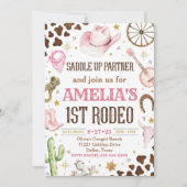 Cowgirl Verjaardag Uitnodiging, 1e Rodeo Uitnodigi Kaart (Voorkant)