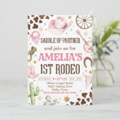 Cowgirl Verjaardag Uitnodiging, 1e Rodeo Uitnodigi Kaart (Staand voorkant)