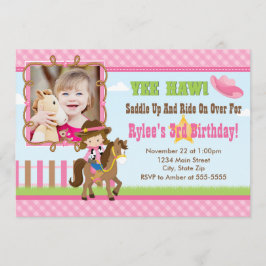 Cowgirl Verjaardag Uitnodiging 5x7 Kaart Brunette
