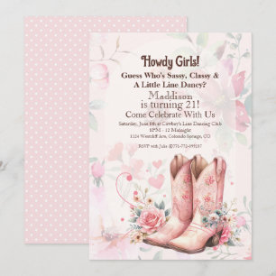 Cowgirl Verjaardags Lijn Dans Kaart