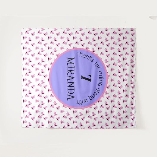 Cowgirl Verjaardagsbanner Wandkleed (Voorkant (horizontaal))