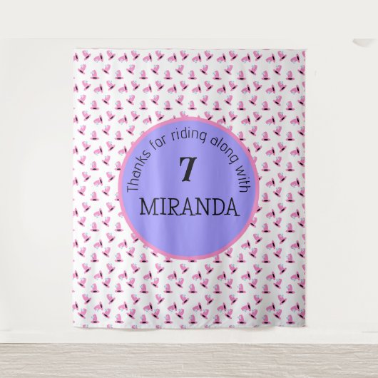 Cowgirl Verjaardagsbanner Wandkleed (Voorkant)