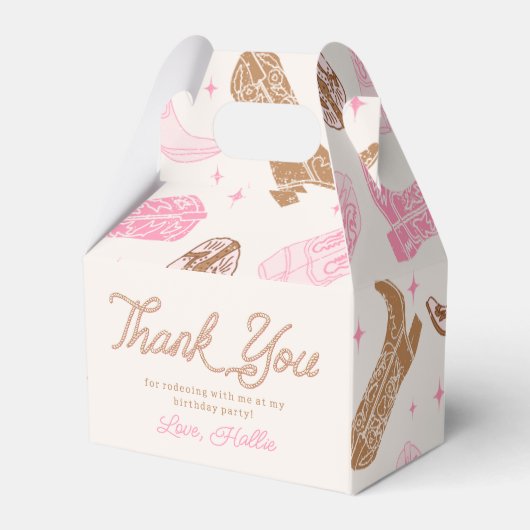 Cowgirl verjaardagsfeestje gunstboxen bedankdoosjes (Voorkant Zijde)