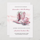 Cowgirl verjaardagsfeestje Nodig Design uit Kaart (Voorkant / Achterkant)