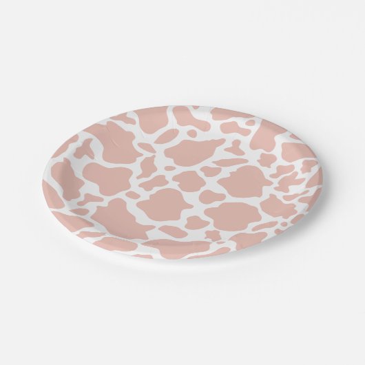 Cowgirl Verjaardagsfeestje Roze Koe Print Papieren Bordje (Gekanteld)