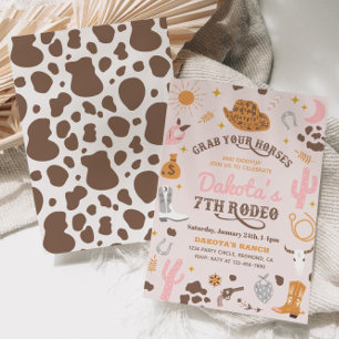 Cowgirl verjaardagsuitnodiging   7e Rodeo uitnodig Kaart
