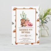 Cowgirl Verjaardagsuitnodiging Wildwest Western Kaart (Staand voorkant)