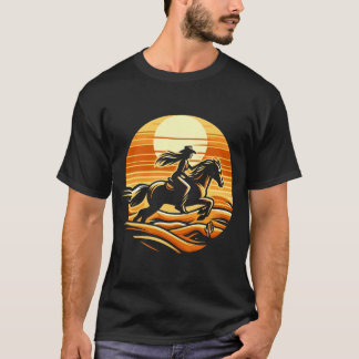 Cowgirl Vibe Retro Zonsondergang Ruiter T-shirt