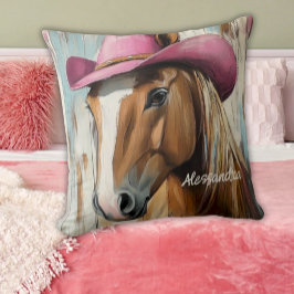 Cowgirl Vibes: Hot Pink Pet Horse Custom Touch Kussen
