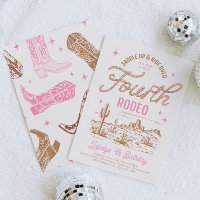 Cowgirl Vierde Rodeo Verjaardag Uitnodiging