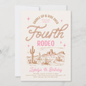 Cowgirl Vierde Rodeo Verjaardag Uitnodiging (Voorkant)
