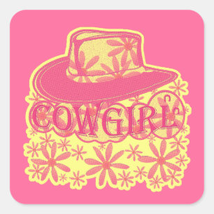 Cowgirl! Vierkante Sticker