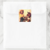 Cowgirl Vierkante Sticker (Tas)