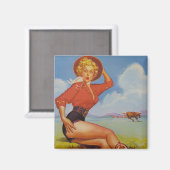 Cowgirl vintage Pin omhoog Magneet (Voorkant / Achterkant)