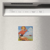 Cowgirl vintage Pin omhoog Magneet (Insitu (Vaatwasser))