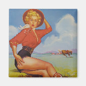 Cowgirl vintage Pin omhoog Magneet (Voorkant)