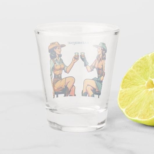 Cowgirl Vrienden Drink Shots Custom Shot Glas (Achterkant)