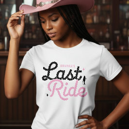 Cowgirl vrijgezellenfeest Laatste rit Roze touw T-shirt