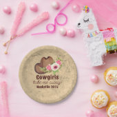 Cowgirl vrijgezellenfeest robuuste roze bloem papieren bordje (Feest)