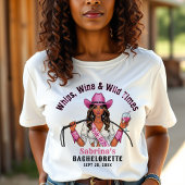 Cowgirl vrijgezellenfeest zwepen wijn en wilde tij t-shirt